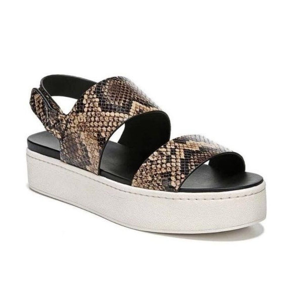 VINCE Westport Leather Snake Embossed Platform Sandals Size 10